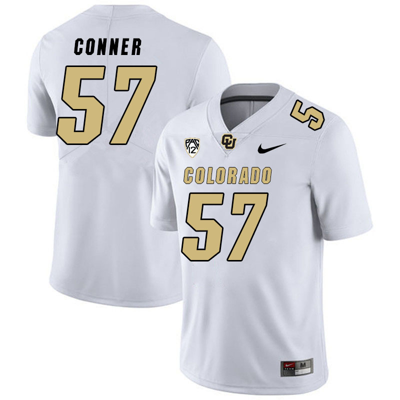 Men #57 David Conner Colorado Buffaloes College Football Jerseys Stitched Sale-White